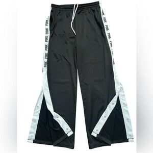 Victoria's Secret Black Track Pants with White Side Snap Panels